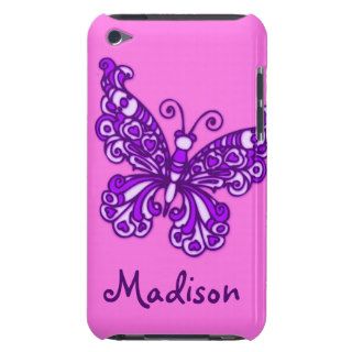 Girls named purple pink butterfly ipod case iPod touch cover