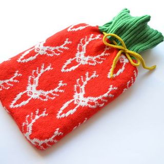 knitted stag head hot water bottle cover by nervous stitch