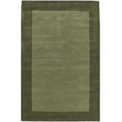 Hand tufted Green Carving Wool Rug (5 X 8)