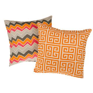 Tempo Orange Reversible Square Decorative Pillows (Set of 2) Throw Pillows