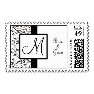 Black and White Floral Scroll Monogram Stamps
