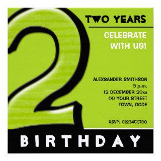 Silly Number 2 green Birthday Party Invitation