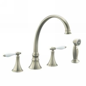 Kohler K 377 4P BN Brushed Nickel Finial Traditional Two Handle Widespread Kitch
