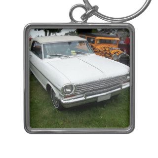 white chevy 1963 nova with chrome front view key chains