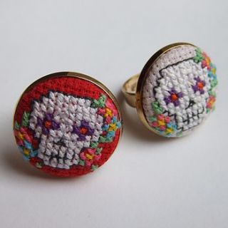 cross stitch mexican sugar skull ring by magasin