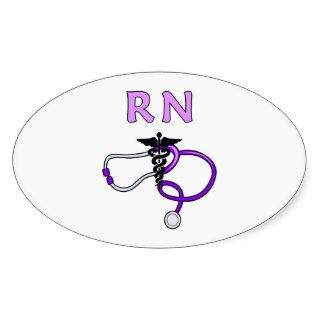 Nursing RN Stethoscope Oval Stickers