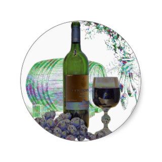 Modern Wine and Grapes Art Stickers