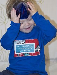 boy's 'what happens at nursery' t shirt by cabbie kids