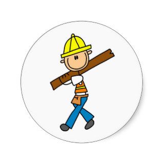 Construction Worker with Lumber Stickers