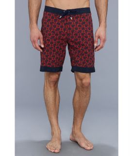 John Varvatos Collection Printed Contrast Waist Swim Trunk SS05Q1 Mens Swimwear (Red)