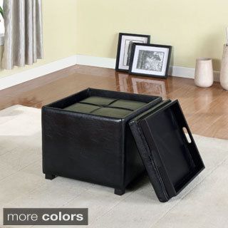 Furniture Of America Lydian Leatherette Nesting Storage Ottomans