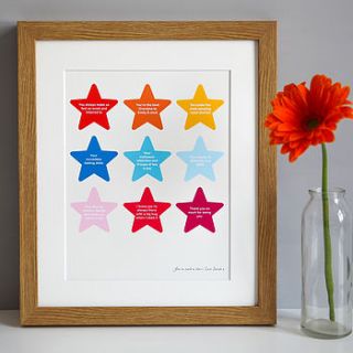 personalised 'mum, you're a star' print by elephant grey