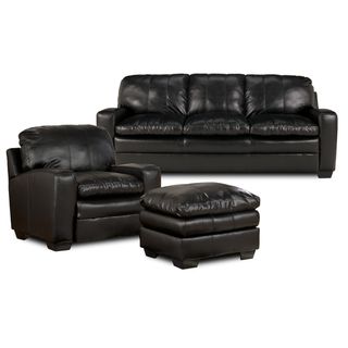 Lou Black Bonded Leather 3 piece Sofa Set Living Room Sets