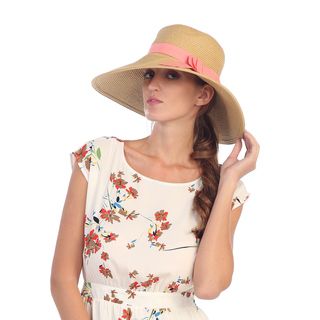 365 Apparel Ribbon banded Straw Sunhat Brown Size S