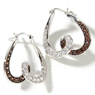 Victoria Wieck 1.25ct Absolute™ Chocolate and White Hoop Earrings