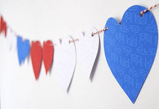 red, white and blue paper heart bunting by the green gables