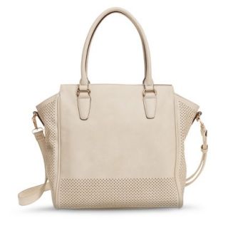 Moda Luxe Semi Perforated Tote Handbag with Removable Crossbody Strap   Cream