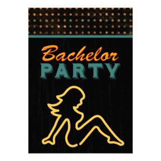 Stylish Black, Gold & Teal Club Bachelor Party Personalized Invite