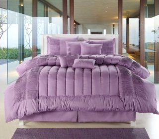 Chic Home 8 Piece Seville Oversized Comforter Set, King, Purple   King Size Bedding Sets Clearance