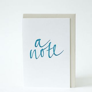 letterpress calligraphy 'a note' card by prickle press