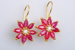 ruby flower earrings by rochelle shepherd jewels