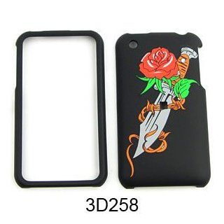 Apple iPhone 3G/3GS 3D Embossed, Rose on Sword, Black Hard Case,Cover,Faceplate,Snap On,Housing,Protector Cell Phones & Accessories