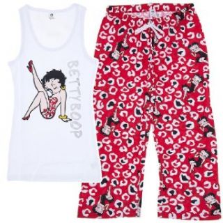 Betty Boop Red & White Capri Length Pajama Set for Women S Clothing