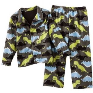 Carter's Boys 2T 4T Dinosaur Microfleece Coat Pajama Set (2T, Green) Pants Pajamas Sets Clothing