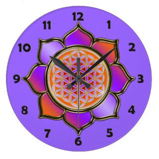 FLOWER OF LIFE   violet lotus + clock face numbers