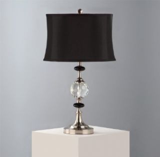 Nova Lighting Regent Arms Table Lamp  Black Lamp Shade with Clear Crystal and Resin Accent and Silver Base, Elegant Modern Lamps    