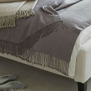 smoke grey fringed throw bamboo fibre by the comfi cottage