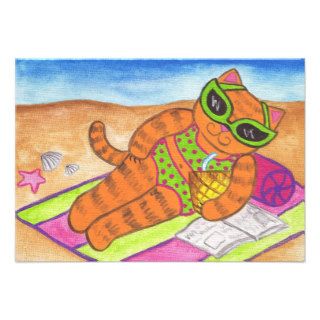 Bikini Cat Summer Invitations