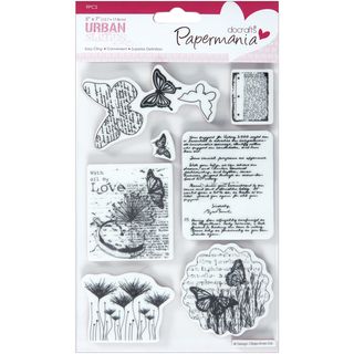 Papermania Cling Urban Stamps 5"X7" Botanical Print Wood Stamps