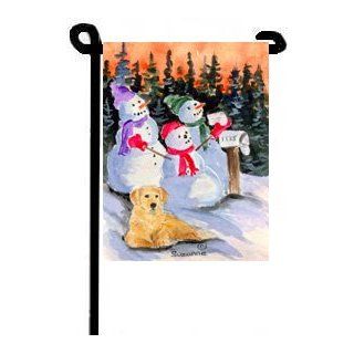 Golden Retriever with Snowman Christmas Garden Flag  Outdoor Banners  Patio, Lawn & Garden