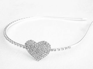 girls heart diamante head / alice band by yatris home and gift