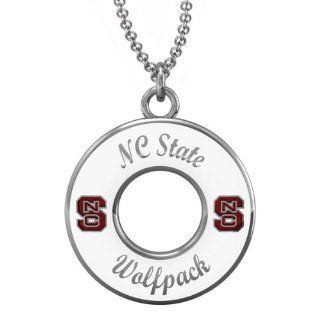 NC State White Enamel Circle Pendant Jewelry