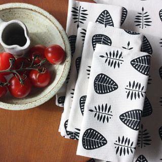 set of four leaf pattern napkins by gail kelly designs