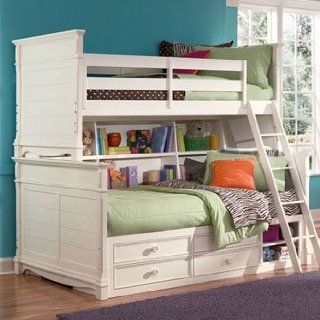 Shop Lea Kids Hannah Twin Over Full Bunk Bed With Storage and Bookcase at the  Furniture Store