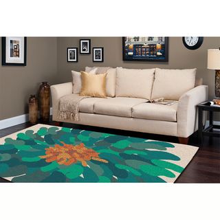 Hand tufted Contemporary Floral Green Bostor New Zealand Wool Abstract Rug (5' x 8') 5x8   6x9 Rugs