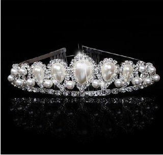 Wedding crown Bridal Tiara pearl Crystal diamond Headband fashion new  Landscape Torch Lights  Patio, Lawn & Garden
