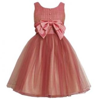 Size 16 BNJ 4996B ROSE PINK TWEED and TULLE BOW FRONT Special Occasion Wedding Flower Girl Pary Dress, B64996 Bonnie Jean 7 16 Clothing