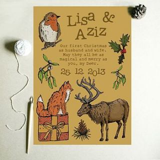 personalised woodland christmas print by goodnight boutique