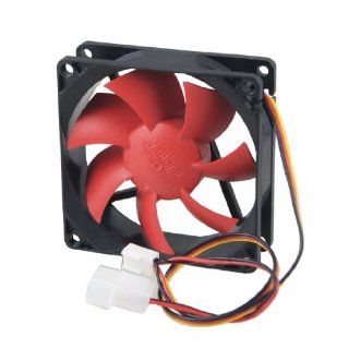 DC 12V 0.3A 3/4 Pin Black Red Square Shape Plastic PC Cooling Fan Computers & Accessories