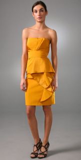 Lela Rose Strapless Dress with Wave Front Detail