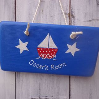 personalised sailboat door sign by giddy kipper