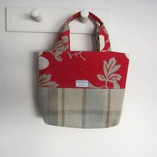 lily button town bag red and checks by lily button treasures