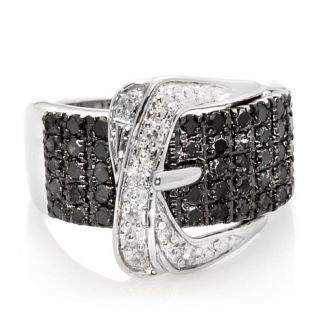 Colleen Lopez .74ct Black and White Diamond Sterling Silver "Buckle Up" Ring