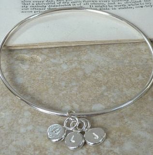 handmade silver personalised charm bangle by handmade silver by helle