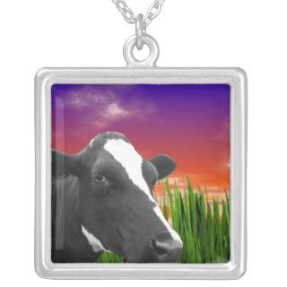 Cow On Grass & Vivid Sunset Sky Custom Jewelry