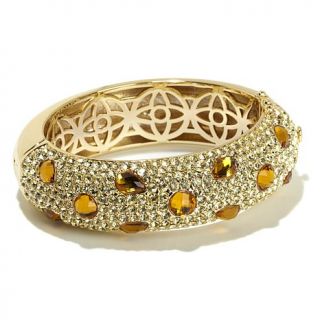 Joan Boyce "All That Glam" Faceted Stone Pavé Crystal Hinged Bangle Brac